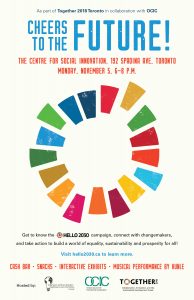 EWB event poster with the SDG ring in the centre